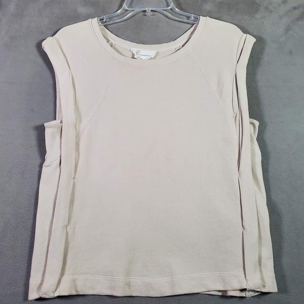 1. by Anthropologie Muscle Tee Women XS Beige Sleeveless Sweatshirt Athleisure